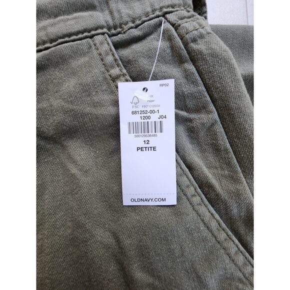 Old Navy Drapey Drawcord Wide Leg Pants Womens Size 12 Petite Green Cotton Boho - Picture 15 of 16